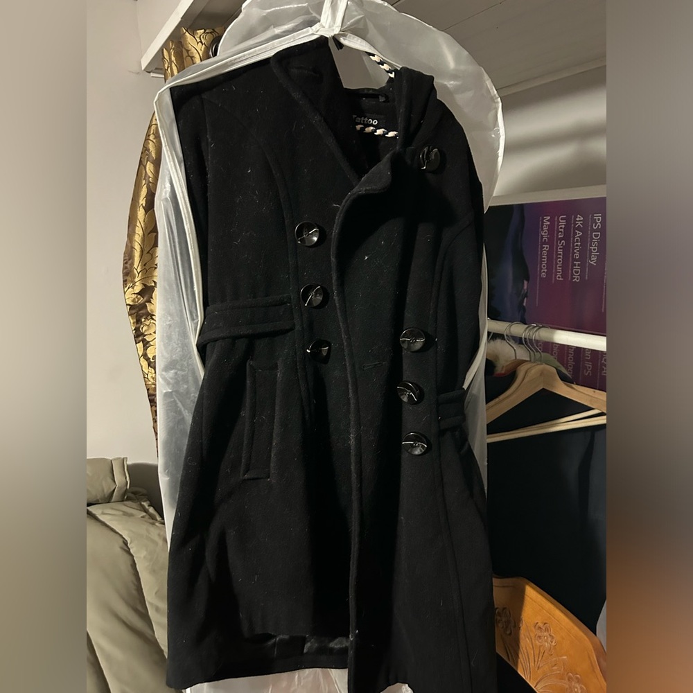 Women’s M black wool dress coat